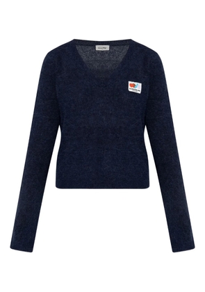 American Vintage Nenybay V-neck logo-patch sweater - Blue