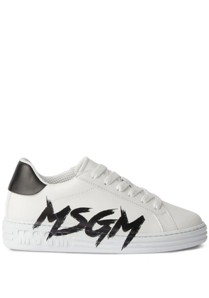 MSGM logo-print leather sneakers - White