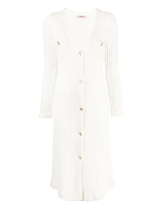 TWINSET bouclé V-neck cardi-dress - White