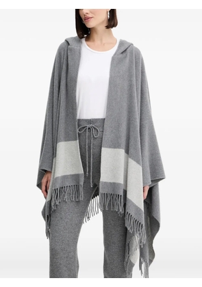Liviana Conti hooded fringed-hem poncho - Grey