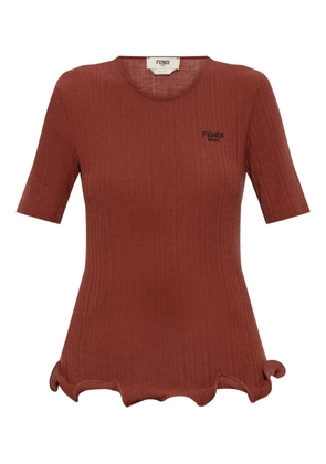 FENDI ruffled-hem top - Red