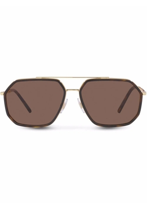 Dolce & Gabbana Eyewear double-bridge pilot-frame sunglasses - Brown