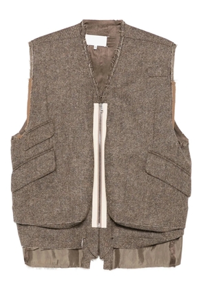 Maison Margiela pocket-detail frayed-edge gilet - Brown