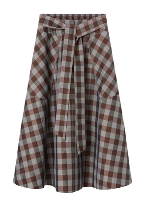 Lee Mathews Teresa checked-pattern midi skirt - Brown