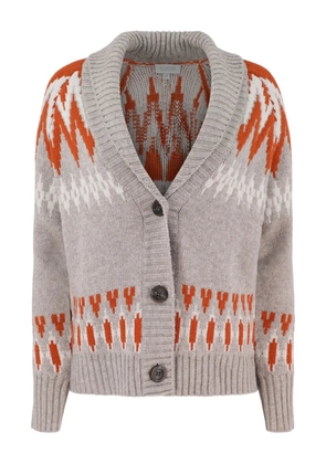 Kinross Cashmere shawl-collar fair isle cardigan - Neutrals