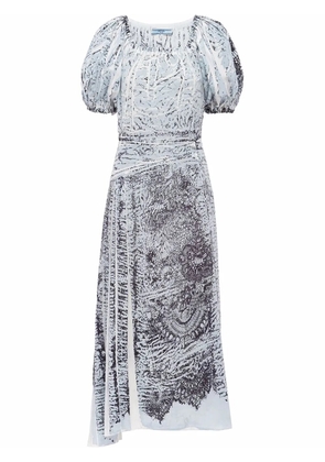 Prada coral-print silk midi dress - Grey