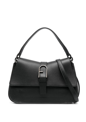 Furla logo-plaque leather shoulder bag - Black
