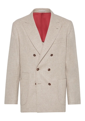 Brunello Cucinelli double-breasted patch-pocket blazer - Neutrals