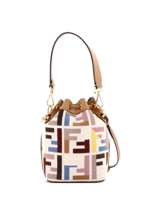 Fendi Pre-Owned Mon Tresor Zucca Embroidered Canvas Mini bucket bag - Brown