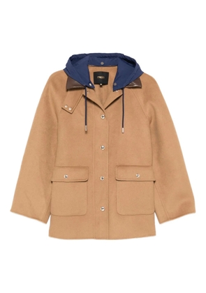 Maje removable hood single breasted coat - Brown