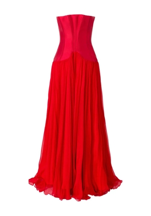 ARAFTU corset tie-fastening maxi dress - Red