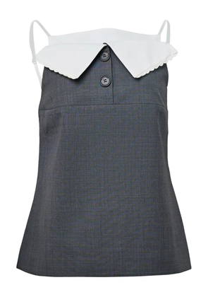 SHUSHU/TONG fan-shaped turn-down collar top - Grey