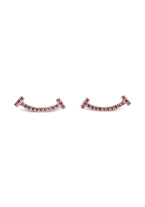 Tiffany & Co. Pre-Owned 2010s 18K rose gold mini T-Smile sapphire earrings - Pink