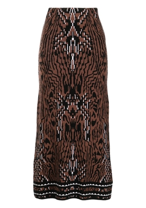 Hayley Menzies Aztec Tiger jacquard midi skirt - Brown