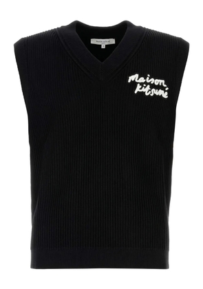 Maison Kitsuné ribbed sleeveless vest - Black