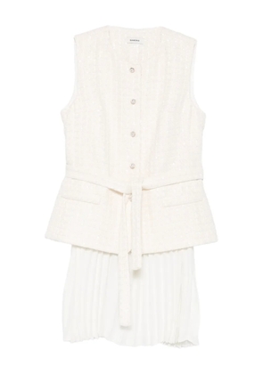 SANDRO sequin-embellished pleated mini dress - Neutrals