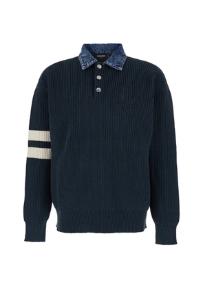 DSQUARED2 denim-collar stripe sweater - Blue