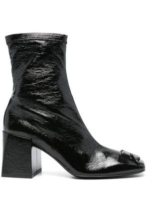 Courrèges logo-appliqué patent leather boots - Black