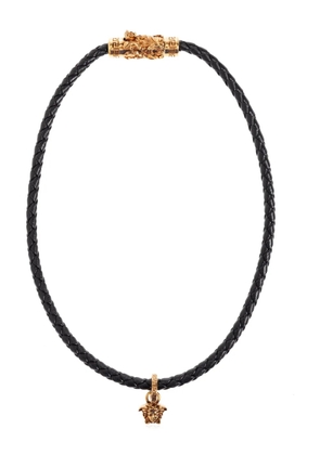 Versace braided leather Medusa necklace - Black