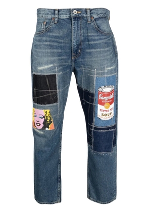 Junya Watanabe MAN patchwork-detail denim jeans - Blue