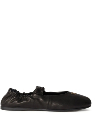 Miu Miu elasticated-detail ballet flats - Black
