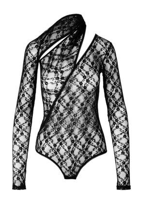 Ioana Ciolacu Broderick lace-paneled asymmetric bodysuit - Black