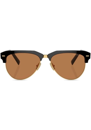 Miu Miu Eyewear logo-lettering navigator-frame sunglasses - Black