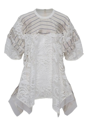 3.1 Phillip Lim striped lace-panel top - White