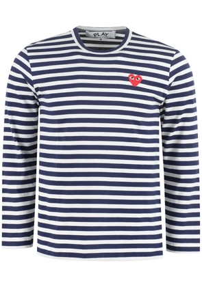 Comme Des Garçons Play appliqué-logo striped T-shirt - Blue