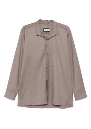 HAMZA Thom frayed-hem collared shirt - Neutrals