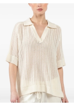 SABLYN V-neck ribbed-knit T-shirt - Neutrals