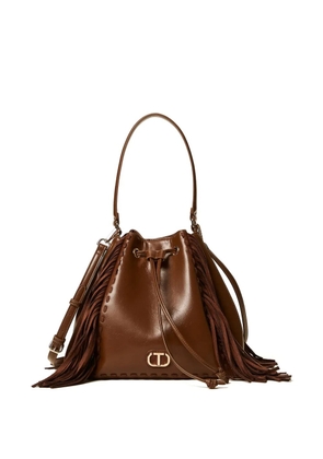 TWINSET fringe drawstring bucket bag - Brown