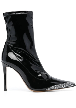 Alexandre Vauthier 105mm crystal-embellished patent-leather boots - Black