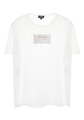 CHANEL Pre-Owned 1986-19888 rhinestone-embellished crew-neck T-shirt - White