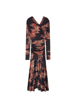 GANNI floral-print ruched dress - Black