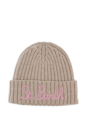 MC2 Saint Barth embroidered-logo ribbed beanie - Neutrals