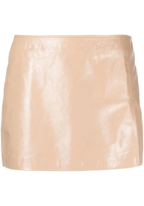 Manokhi side-slit mini leather skirt - Neutrals