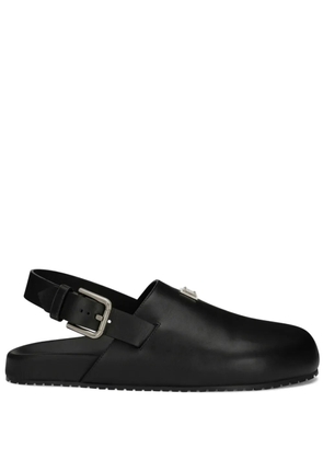 Dolce & Gabbana logo-plaque buckled leather sandals - Black