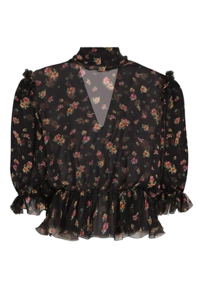Dolce & Gabbana ruffled floral blouse - Black