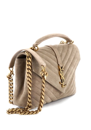 Saint Laurent Pre-Owned Classic Monogram College Bag Matelasse Chevron Suede Medium crossbody bag - Brown