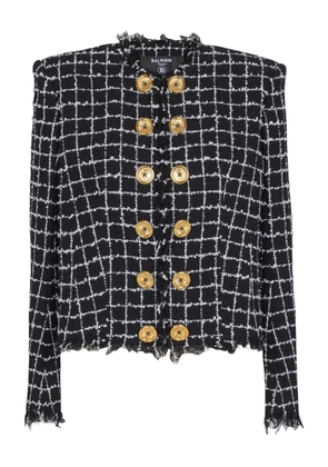 Balmain frayed button tweed jacket - Black