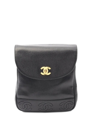 CHANEL Pre-Owned 1996-1997 triple-coco embossed backpack - Black