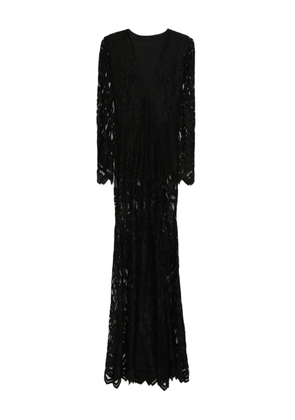 MIAU by Clara Rotescu floral-lace long-sleeve gown - Black