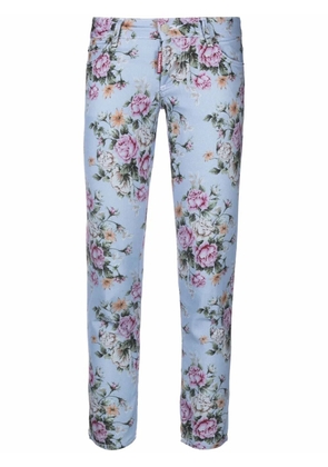 DSQUARED2 floral-print skinny trousers - Blue