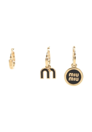 Miu Miu Pre-Owned logo-charm hoop earrings (set of three) - Gold