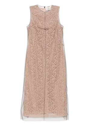 FENDI floral-lace midi dress - Neutrals