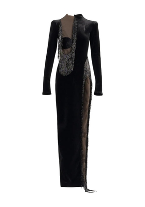 Ana Radu fringe-detailed side-slit maxi dress - Black