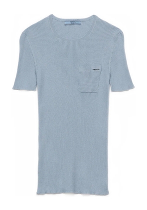 Prada silk crew-neck top - Blue