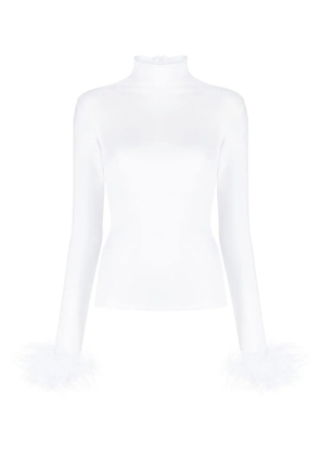 Atu Body Couture feather-cuffs roll-neck top - White