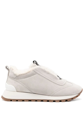 Brunello Cucinelli Monili chain-detail suede sneakers - Neutrals